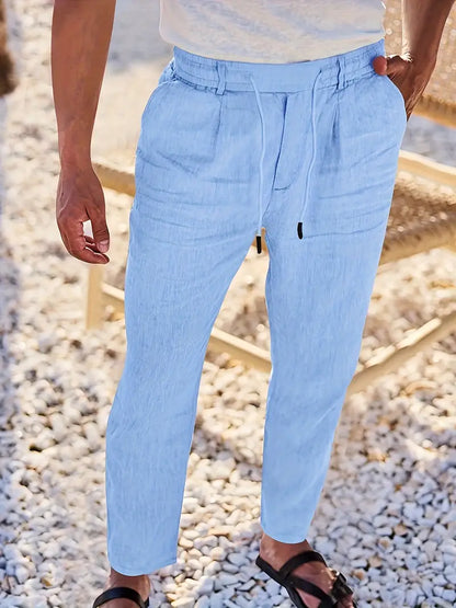 Pantalón Casual de Corte Amplio con Cintura Elástica y Cordón para Hombre | Ideal para Uso Diario