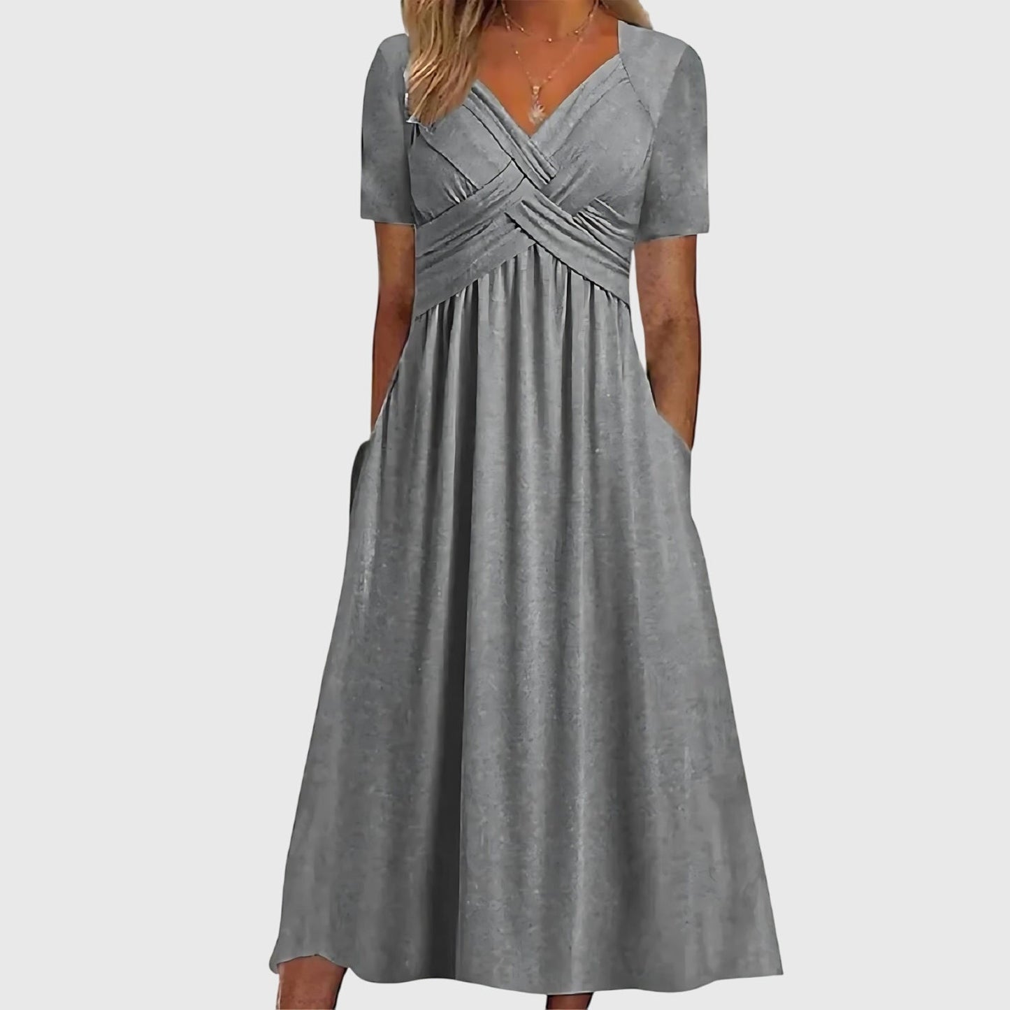 Vestido Midi Con Corte Fluido Y Escote En V Para Mujer | Ideal Para Días Cálidos Y Uso Diario