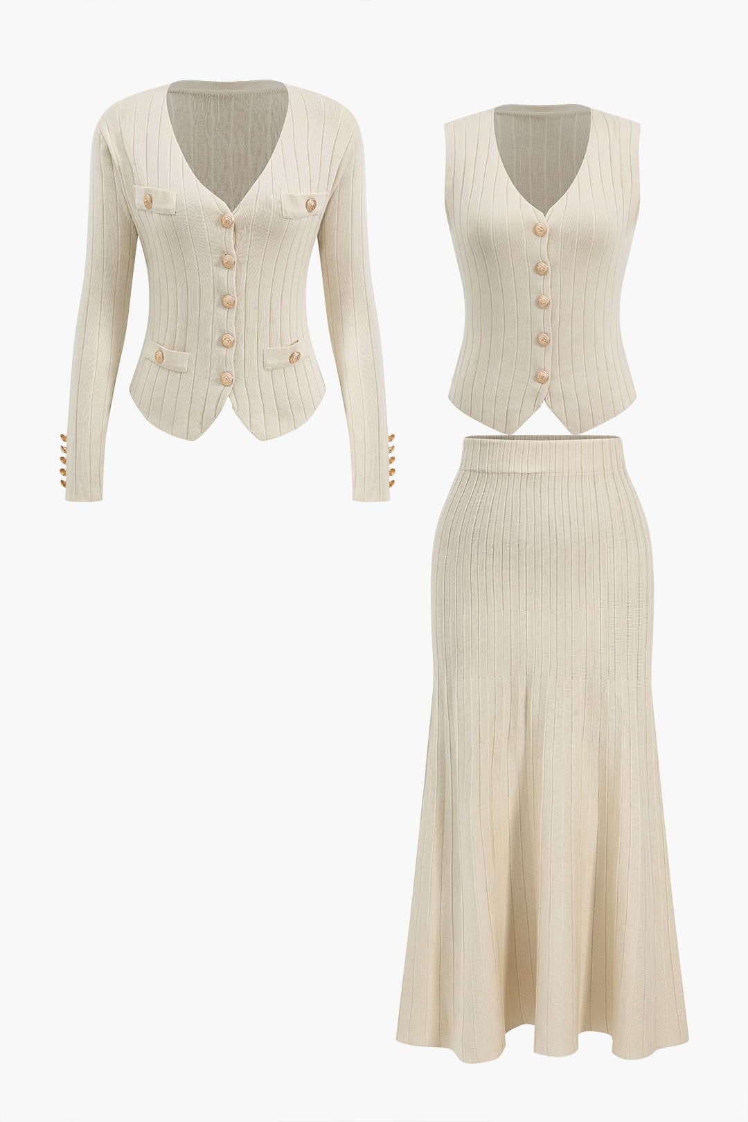 Conjunto de Tres Piezas con Blazer, Chaleco y Falda para Mujer | Ideal para Uso Diario y Profesional