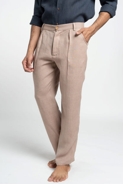 Pantalones Para Hombre Con Corte Recto Y Pliegue Simple | Ideal Para Días Calurosos
