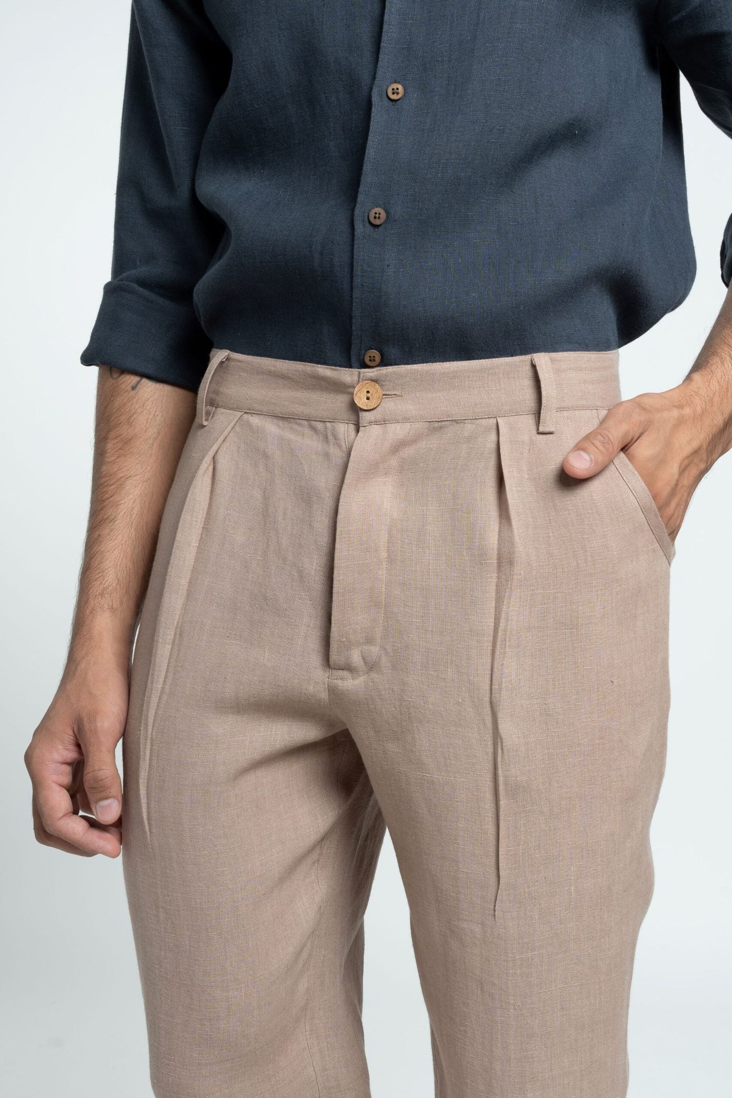 Pantalones Para Hombre Con Corte Recto Y Pliegue Simple | Ideal Para Días Calurosos