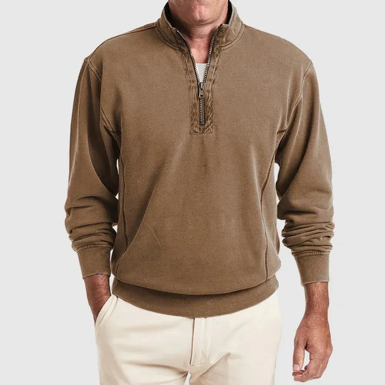 Polo de Manga Larga con Cuello con Cremallera para Hombre | Ideal para Uso Diario