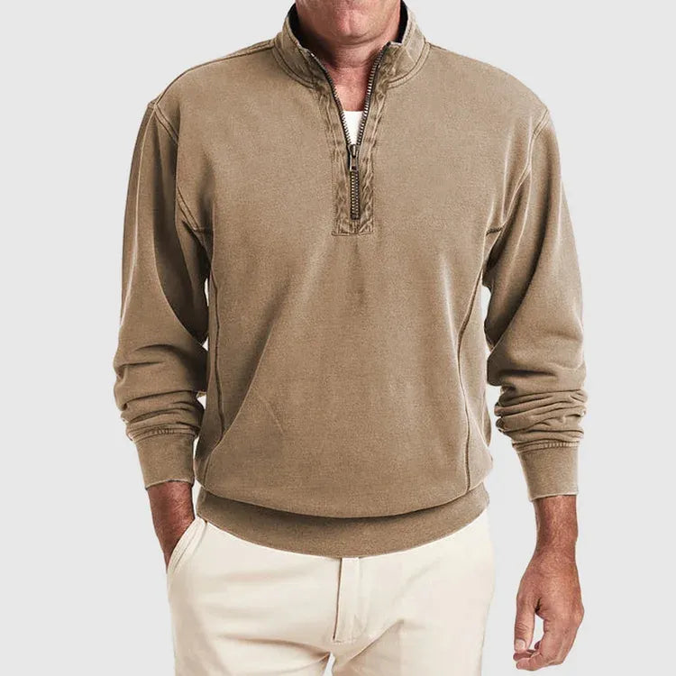 Polo de Manga Larga con Cuello con Cremallera para Hombre | Ideal para Uso Diario