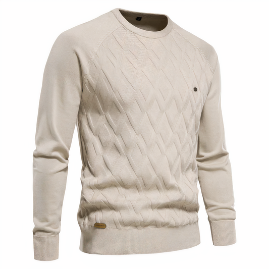 Jersey de Manga Larga con Cuello Alto y Motivo de Rombos para Hombre | Ideal para Uso Diario