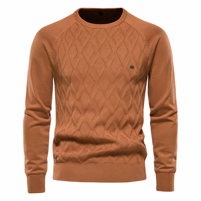 Jersey de Manga Larga con Cuello Alto y Motivo de Rombos para Hombre | Ideal para Uso Diario