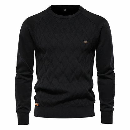 Jersey de Manga Larga con Cuello Alto y Motivo de Rombos para Hombre | Ideal para Uso Diario