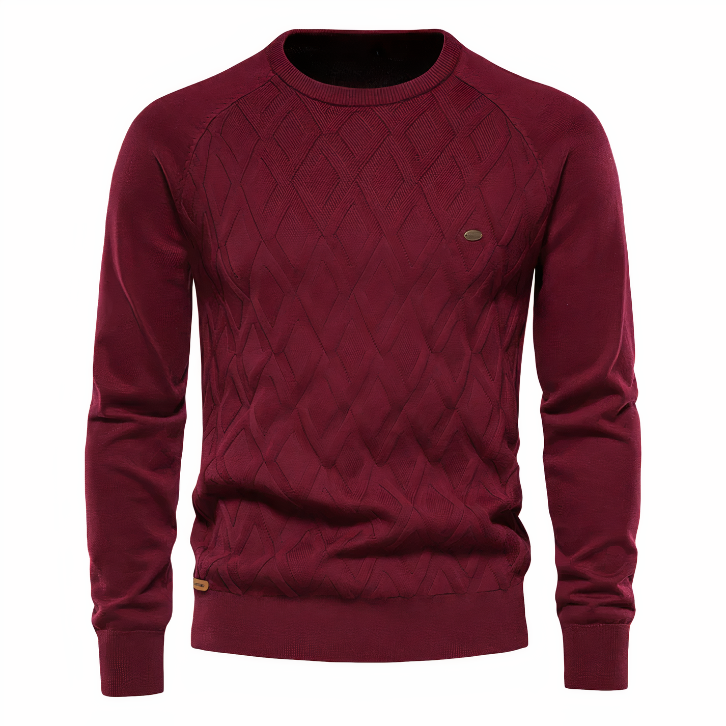 Jersey de Manga Larga con Cuello Alto y Motivo de Rombos para Hombre | Ideal para Uso Diario