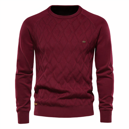 Jersey de Manga Larga con Cuello Alto y Motivo de Rombos para Hombre | Ideal para Uso Diario