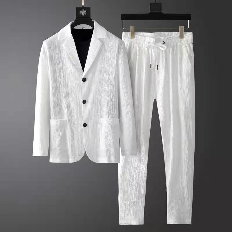Conjunto de Blazer con Cierre de Dos Botones y Pantalón con Cintura Elástica para Hombre | Ideal para Uso Profesional o Diario