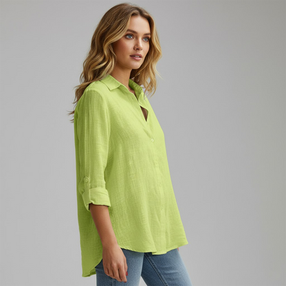 Blusa Con Cierre Abotonado Y Mangas Largas Para Mujer | Ideal Para Entornos Profesionales Y Uso Diario