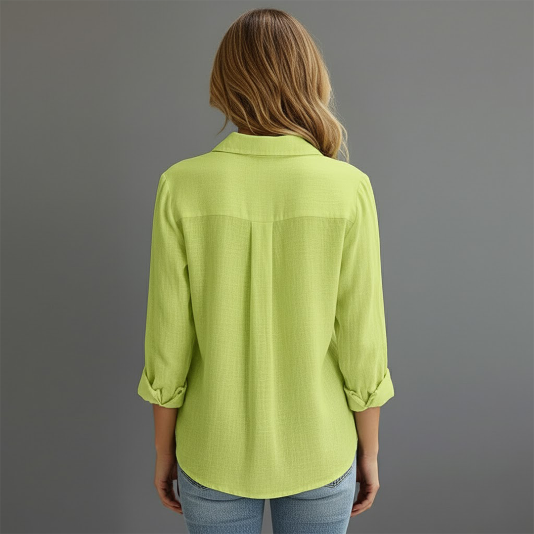 Blusa Con Cierre Abotonado Y Mangas Largas Para Mujer | Ideal Para Entornos Profesionales Y Uso Diario