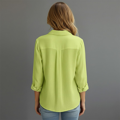 Blusa Con Cierre Abotonado Y Mangas Largas Para Mujer | Ideal Para Entornos Profesionales Y Uso Diario
