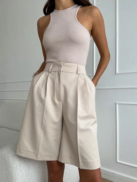 Short De Talle Alto Con Pernera Ancha Para Mujer | Ideal Para Primavera Y Verano