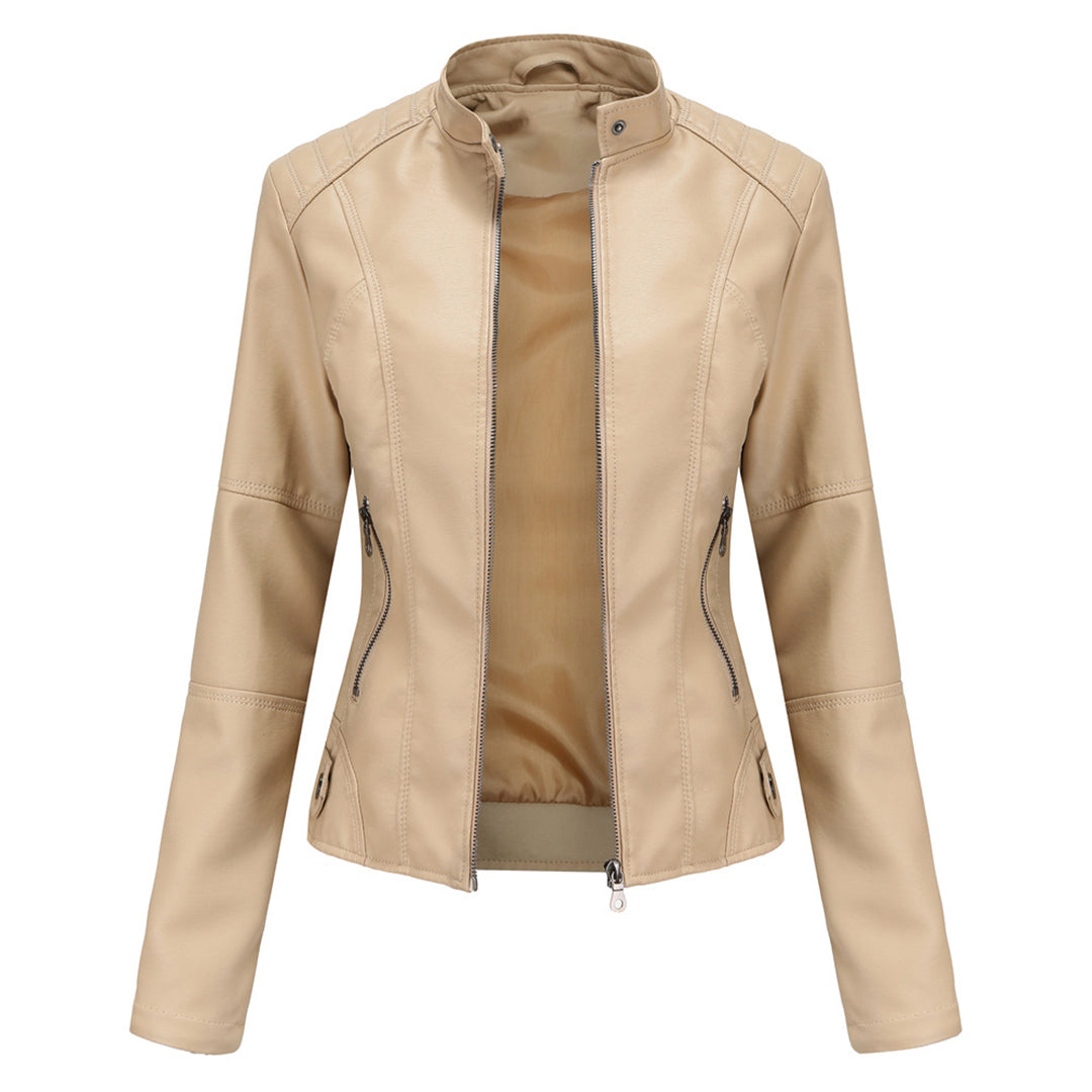 Chaqueta Corta con Cremallera Frontal y Cuello con Broches para Mujer | Ideal para la Media Estación