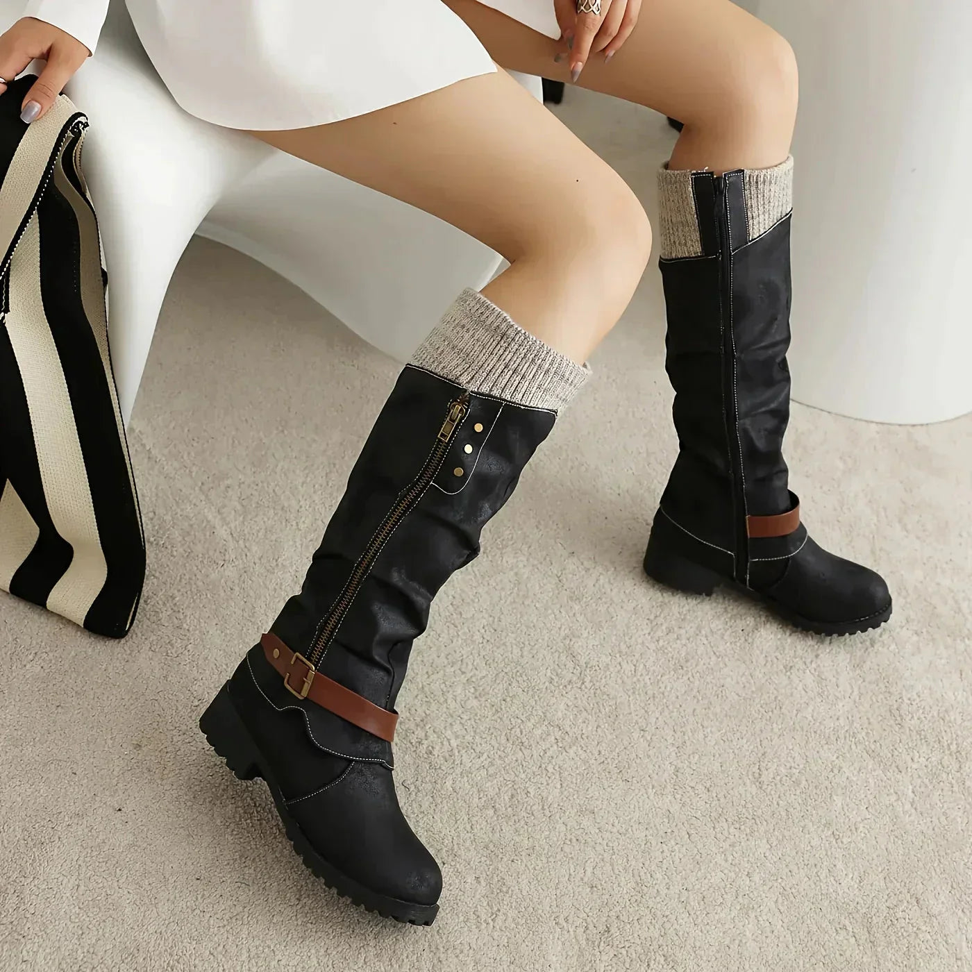 Botas Altas Con Tacón Bajo Para Mujer | Ideal Para Otoño E Invierno