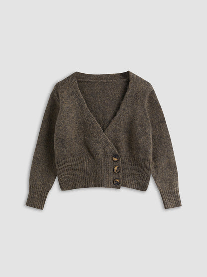 Cardigan Corto Con Botones Y Escote En V Para Mujer | Ideal Para Superposición Y Uso Diario