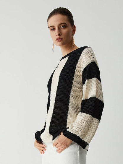 Jersey Con Rayas Verticales Bicolores Y Manga Larga Acampanada Para Adultos | Ideal Para Uso Diario E Informal