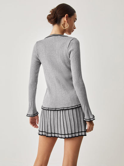 Conjunto de Cardigan y Falda Plisada para Mujer | Ideal para Uso Profesional y Salidas Urbanas