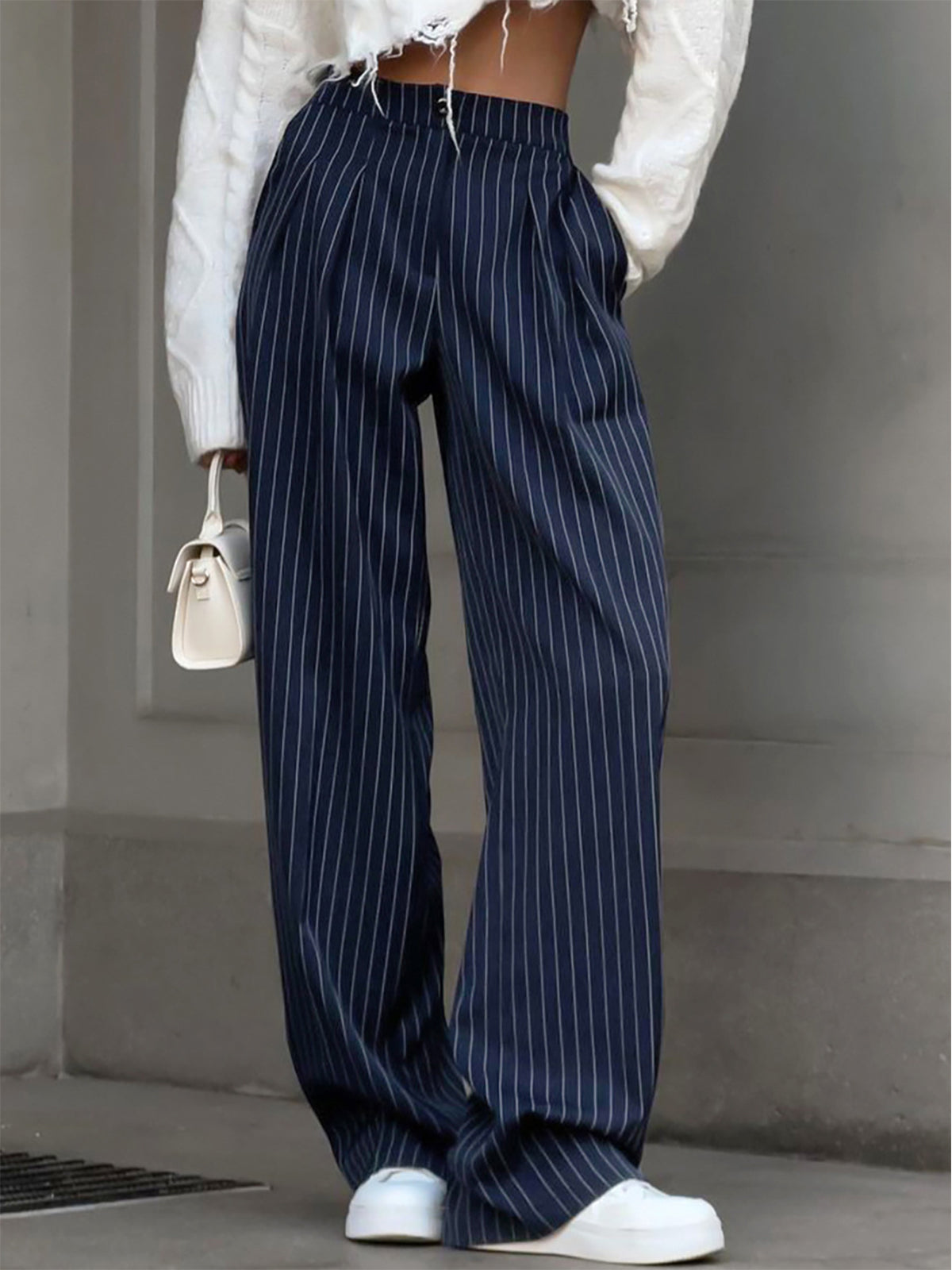 Pantalón de Rayas Finas con Corte Recto para Mujer | Ideal para Oficina y Uso Diario