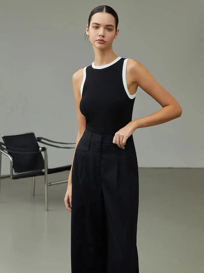 Camiseta Sin Mangas Con Detalles En Contraste Para Mujer | Ideal Para Uso Diario