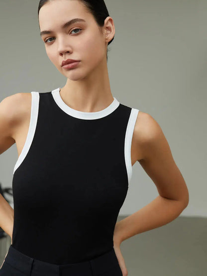 Camiseta Sin Mangas Con Detalles En Contraste Para Mujer | Ideal Para Uso Diario