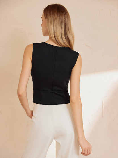 Top Sin Mangas Con Escote En V Y Cintura Ajustable Para Mujer | Ideal Para Uso Diario Y Eventos