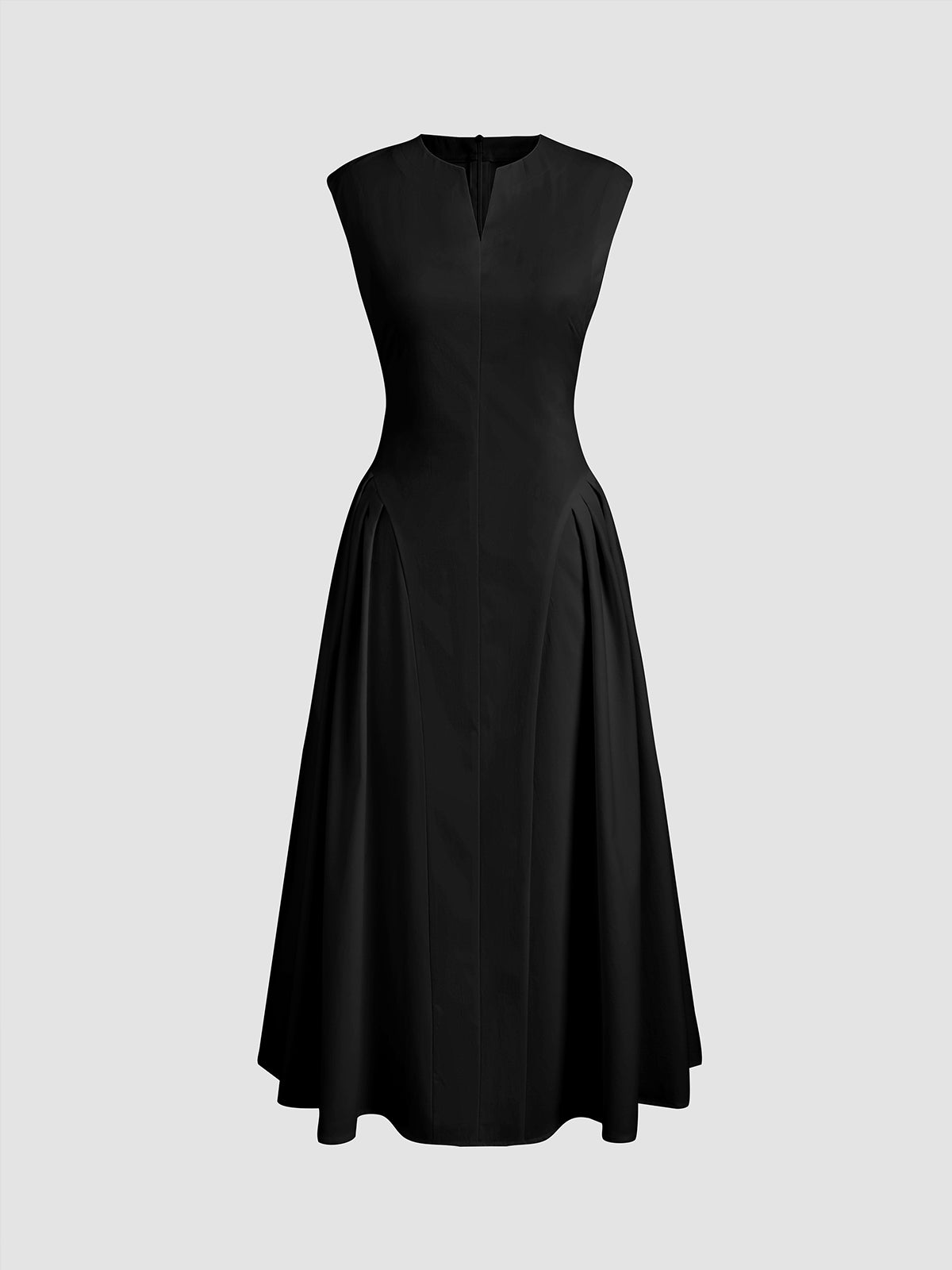 Vestido Midi sin Mangas con Escote en V y Cintura Ajustada para Mujer | Ideal para Eventos Formales