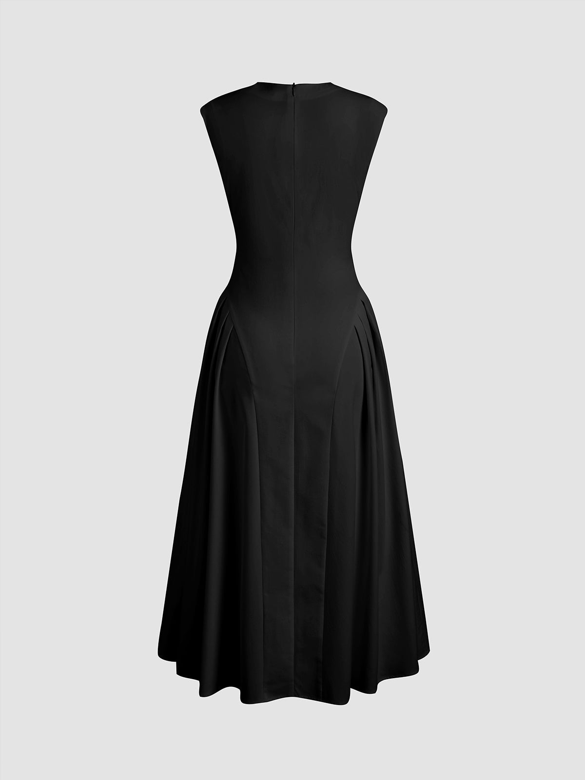 Vestido Midi sin Mangas con Escote en V y Cintura Ajustada para Mujer | Ideal para Eventos Formales