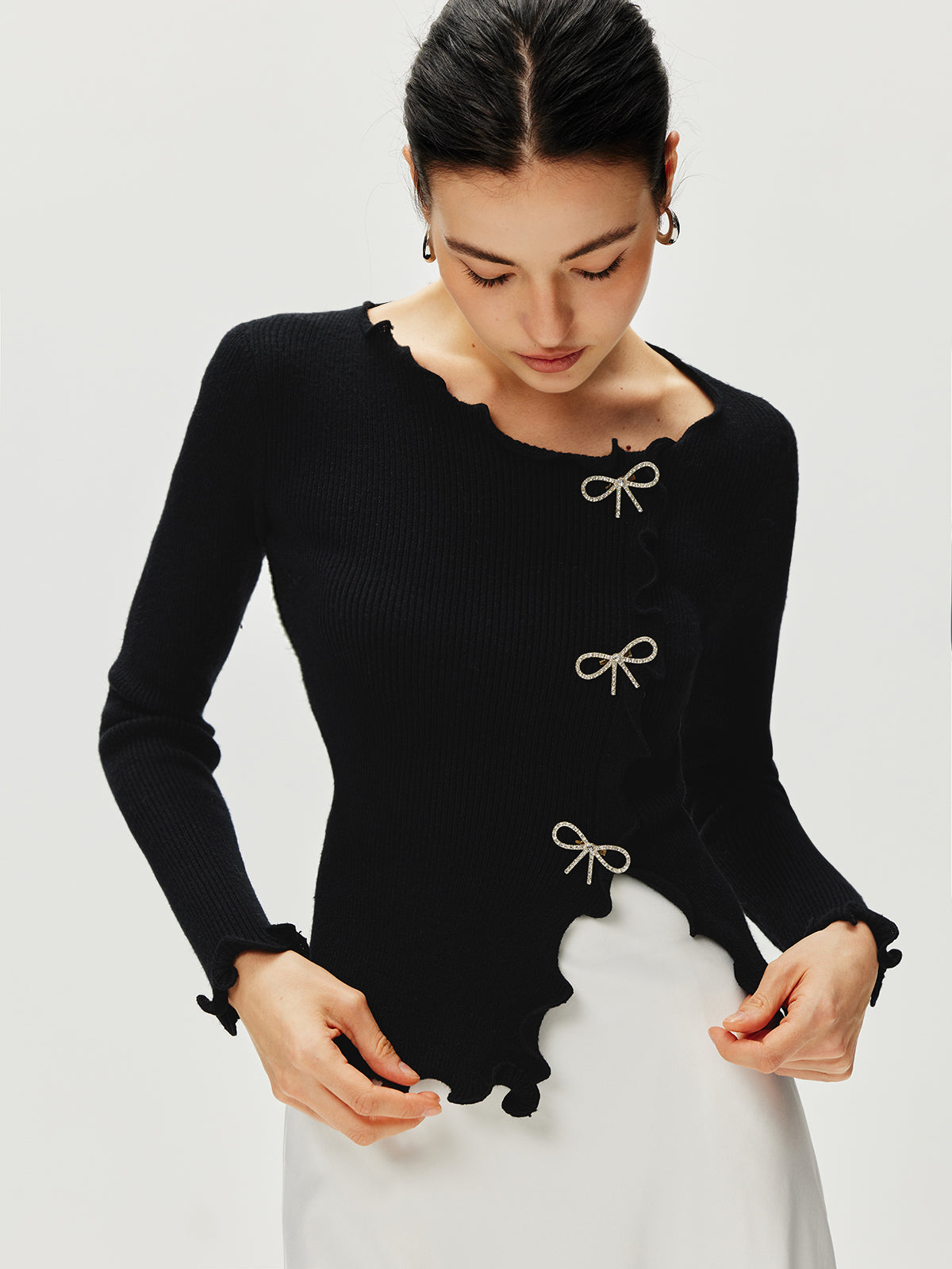 Cardigan Ajustado Con Cierre De Nudos Para Mujer | Ideal Para Superposición Y Uso Diario