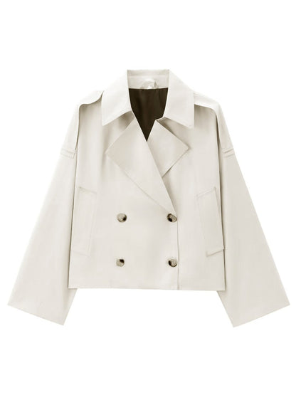 Trench Coat Corto De Doble Botonadura Para Mujer | Ideal Para Entretiempo