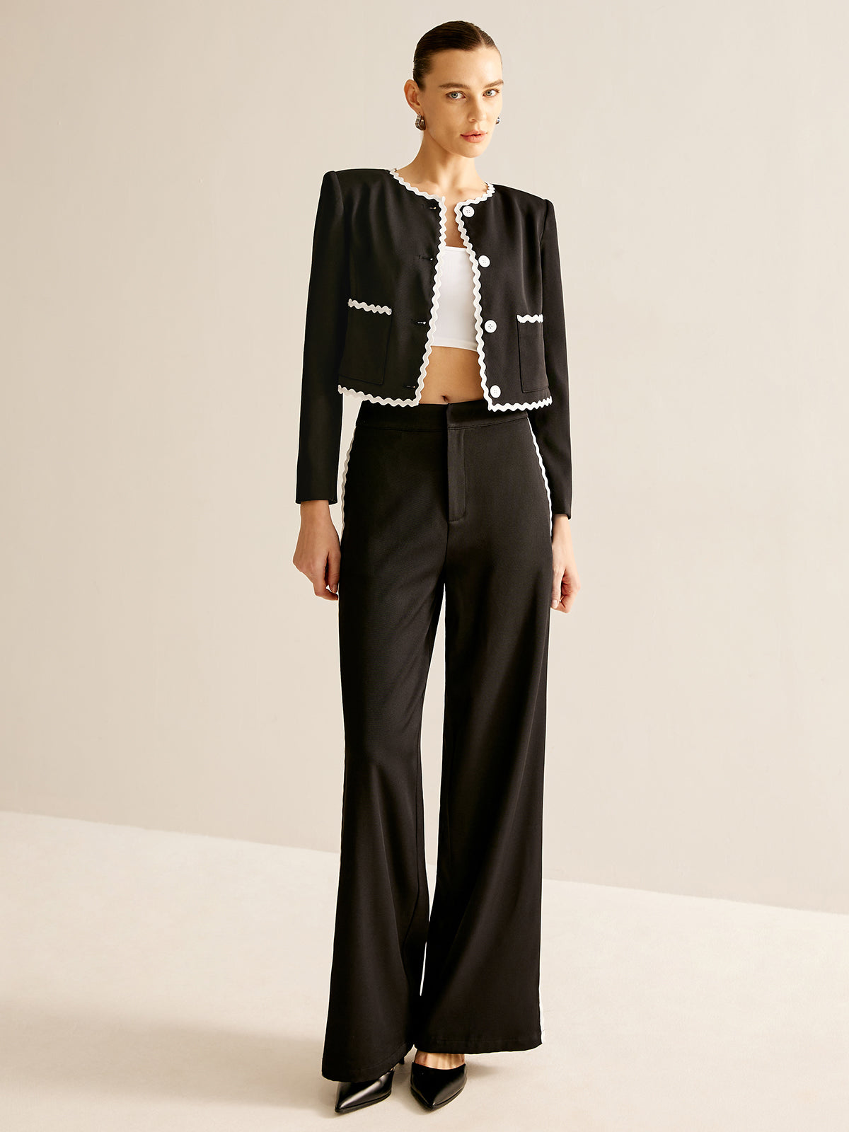 Blazer con Acabado Ondulado Contrastado para Mujer | Ideal para Uso Profesional y de Ocio