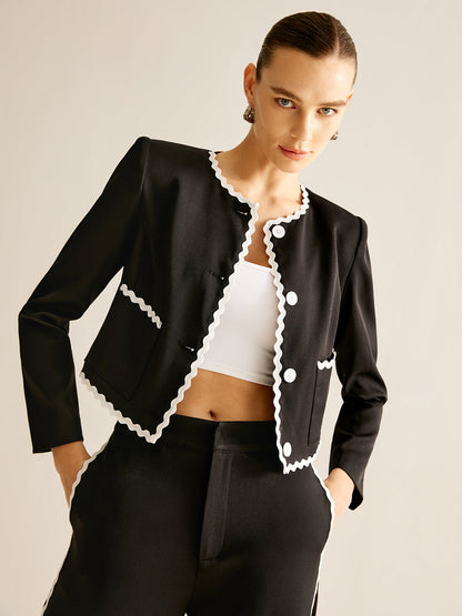 Blazer con Acabado Ondulado Contrastado para Mujer | Ideal para Uso Profesional y de Ocio