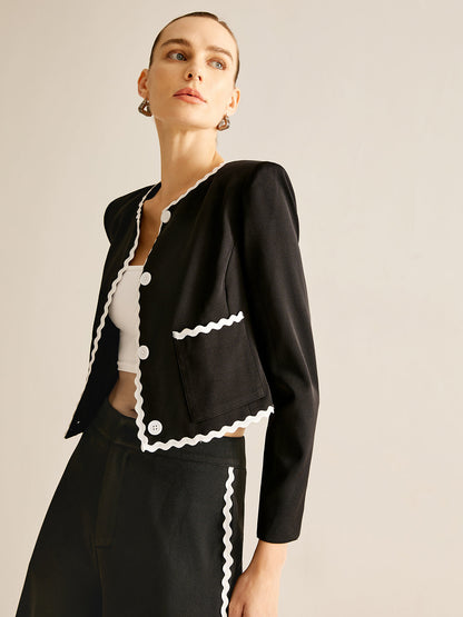 Blazer con Acabado Ondulado Contrastado para Mujer | Ideal para Uso Profesional y de Ocio