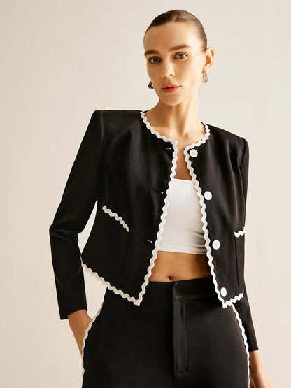 Blazer con Acabado Ondulado Contrastado para Mujer | Ideal para Uso Profesional y de Ocio