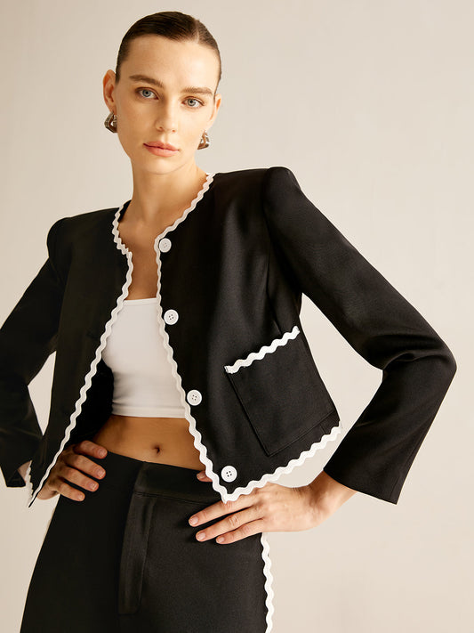 Blazer con Acabado Ondulado Contrastado para Mujer | Ideal para Uso Profesional y de Ocio
