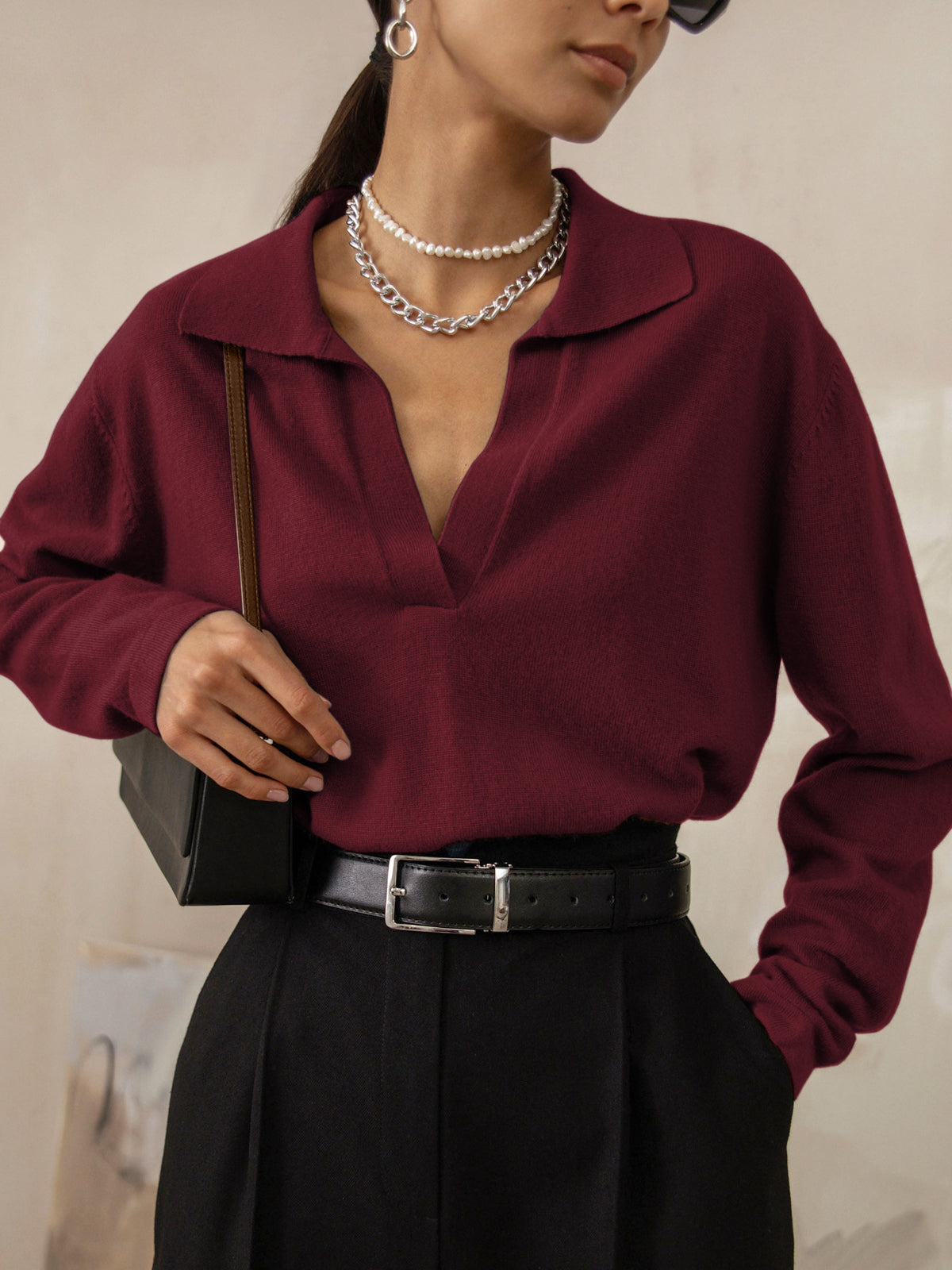 Jersey Con Cuello En V Y Manga Larga Para Adultos | Ideal Para Uso Diario E Informal