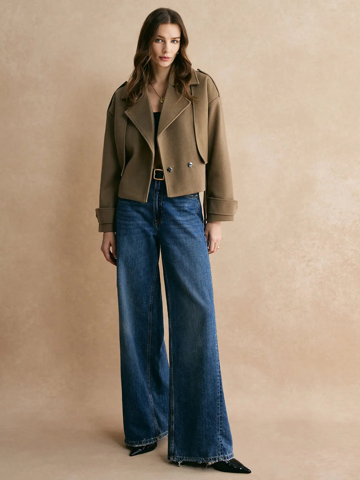Chaqueta con Cinturón Ajustable y Diseño Liso para Mujer | Ideal para Otoño e Invierno