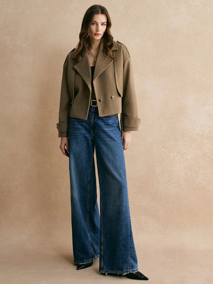 Chaqueta con Cinturón Ajustable y Diseño Liso para Mujer | Ideal para Otoño e Invierno