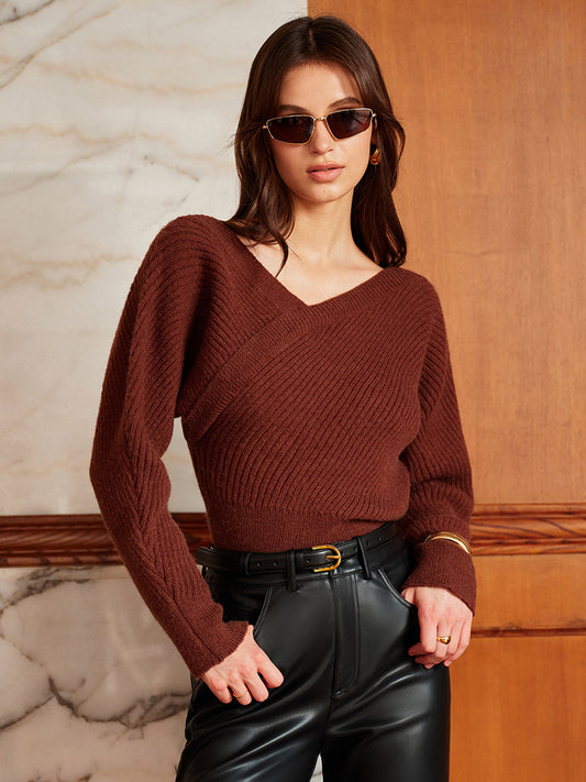 Jersey De Manga Larga Con Diseño Asimétrico Y Detalle Criss-Cross Para Mujer | Ideal Para Uso Diario Y Profesional
