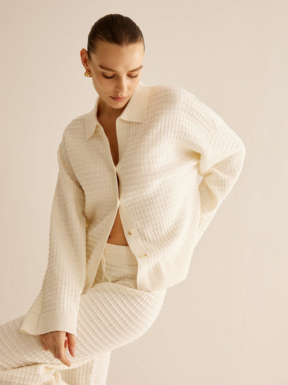 Conjunto de Dos Piezas con Camisa Abotonada y Pantalón Ancho para Mujer | Ideal para Uso en Casa o Salidas Informales