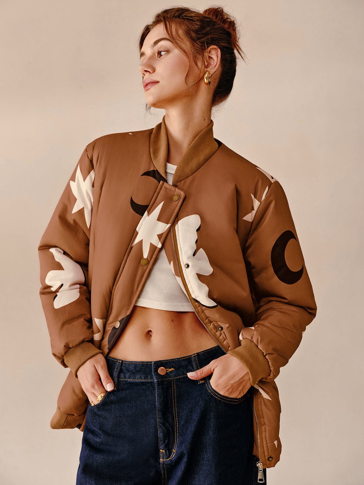 Cazadora Bomber Oversize con Estampado para Mujer | Ideal para Uso Urbano