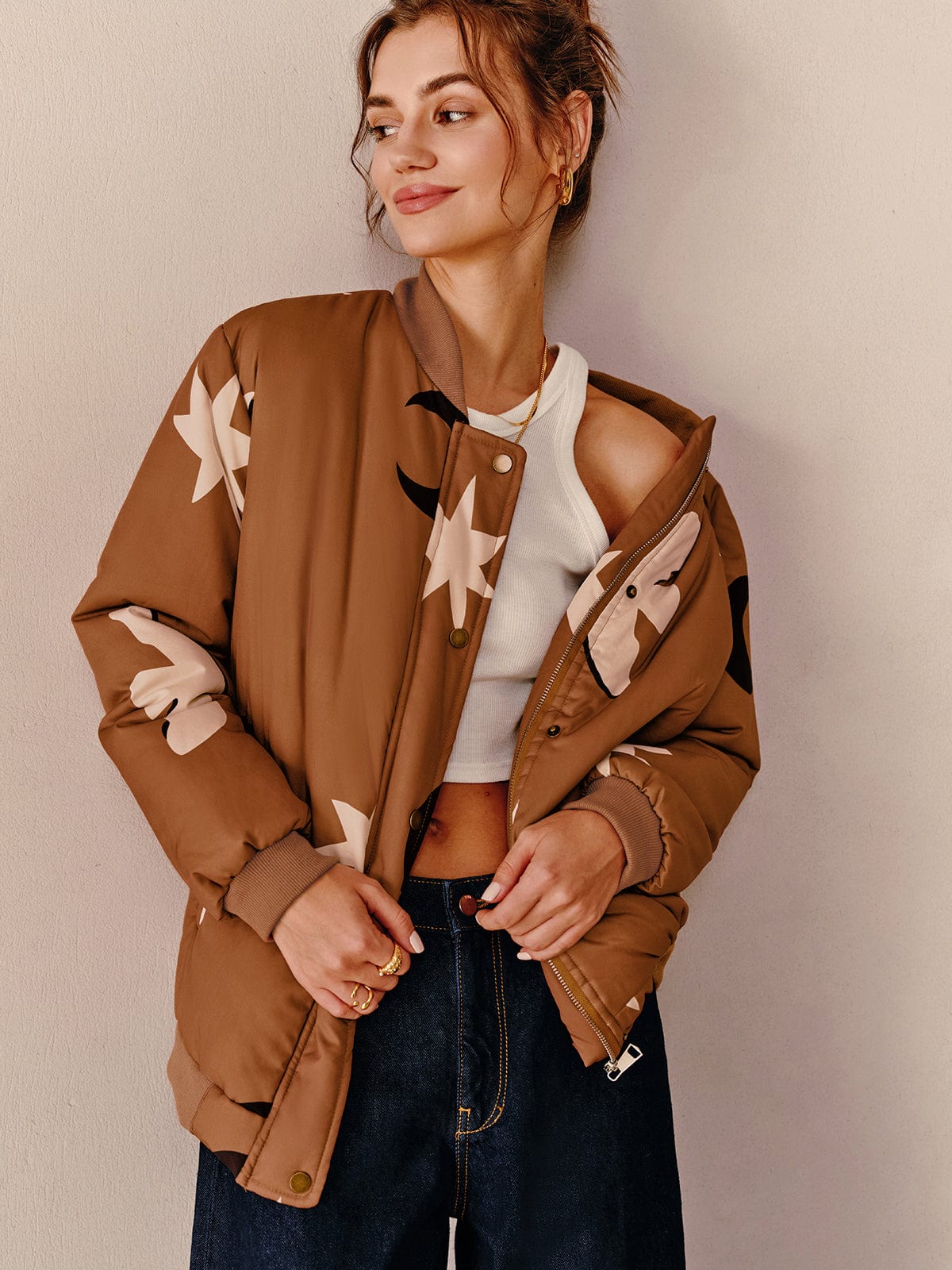 Cazadora Bomber Oversize con Estampado para Mujer | Ideal para Uso Urbano
