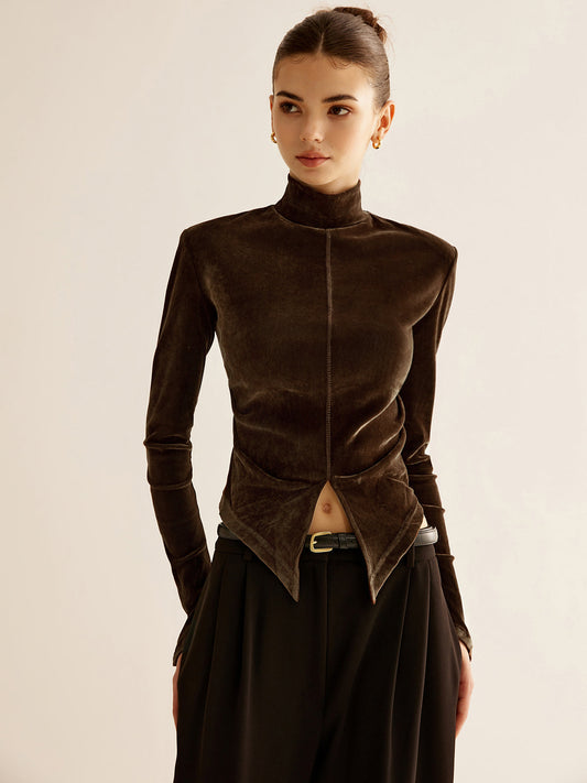 Top con Cuello Alto y Abertura Geométrica para Mujer | Ideal para Uso Diario y Ocasiones Formales