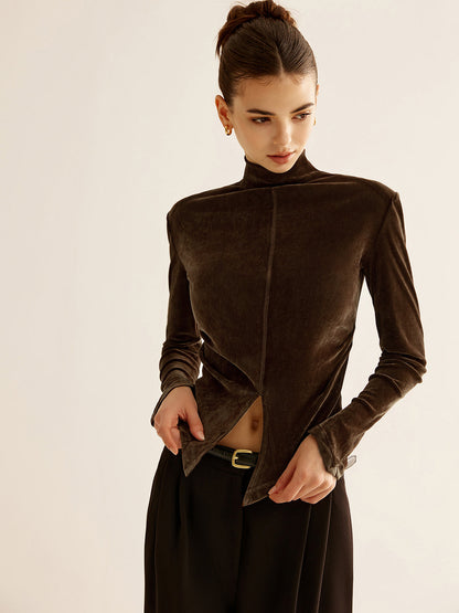 Top con Cuello Alto y Abertura Geométrica para Mujer | Ideal para Uso Diario y Ocasiones Formales