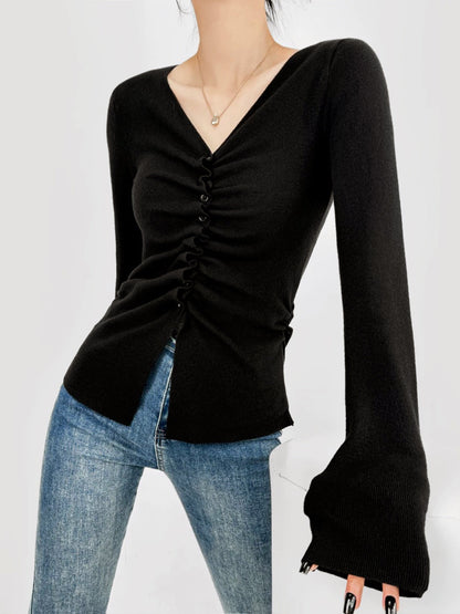 Top Con Fruncido Central Y Cuello En V Para Mujer | Ideal Para Uso Diario Y Ocasiones Informales