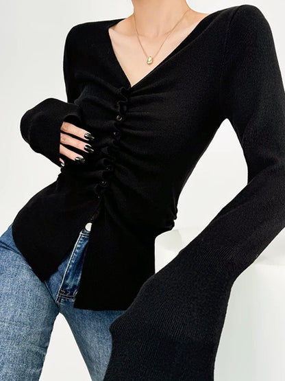 Top Con Fruncido Central Y Cuello En V Para Mujer | Ideal Para Uso Diario Y Ocasiones Informales