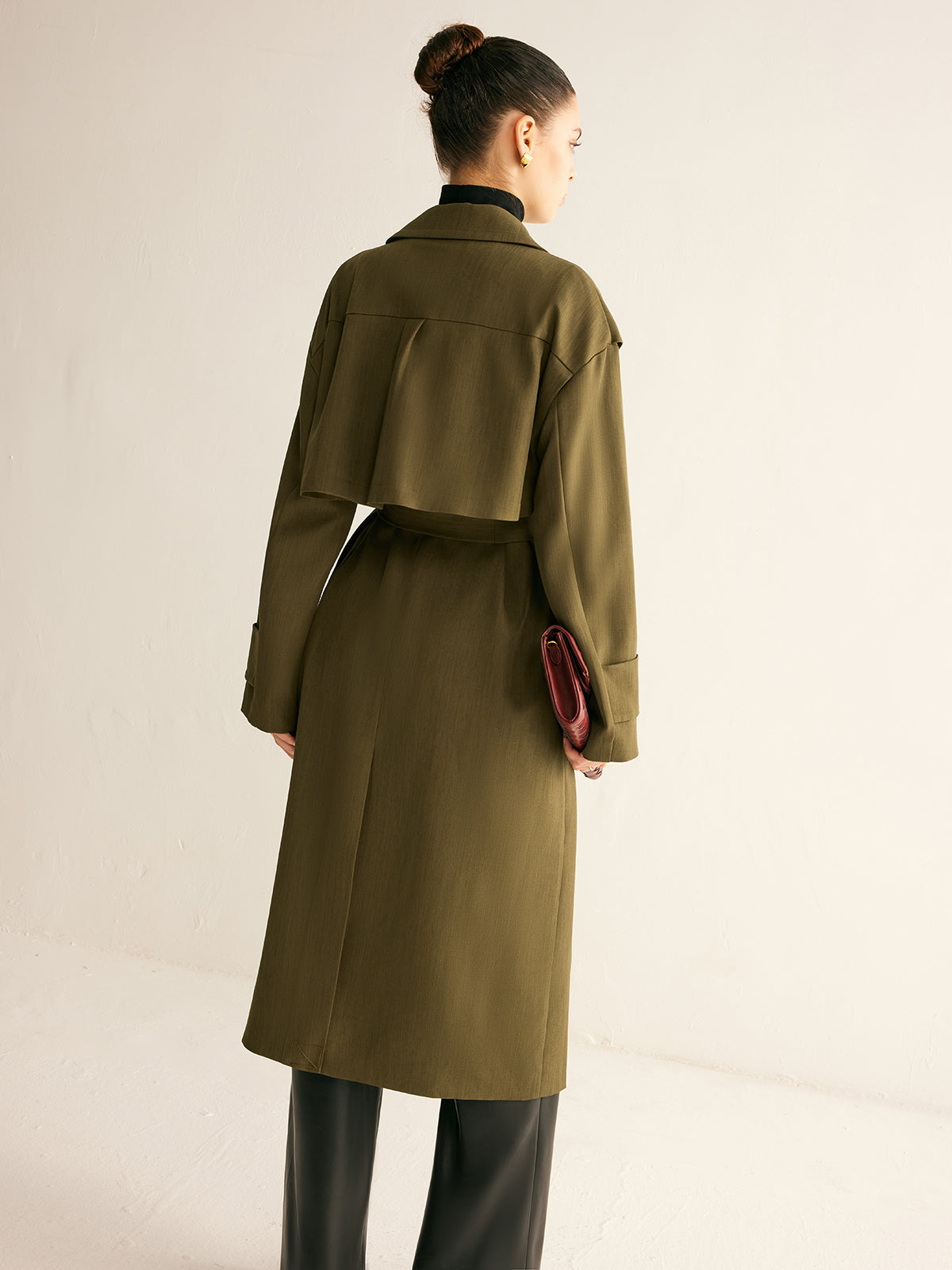Trench Coat Largo Con Doble Botonadura Y Solapas Para Mujer | Ideal Para Entretiempo Y Superposición