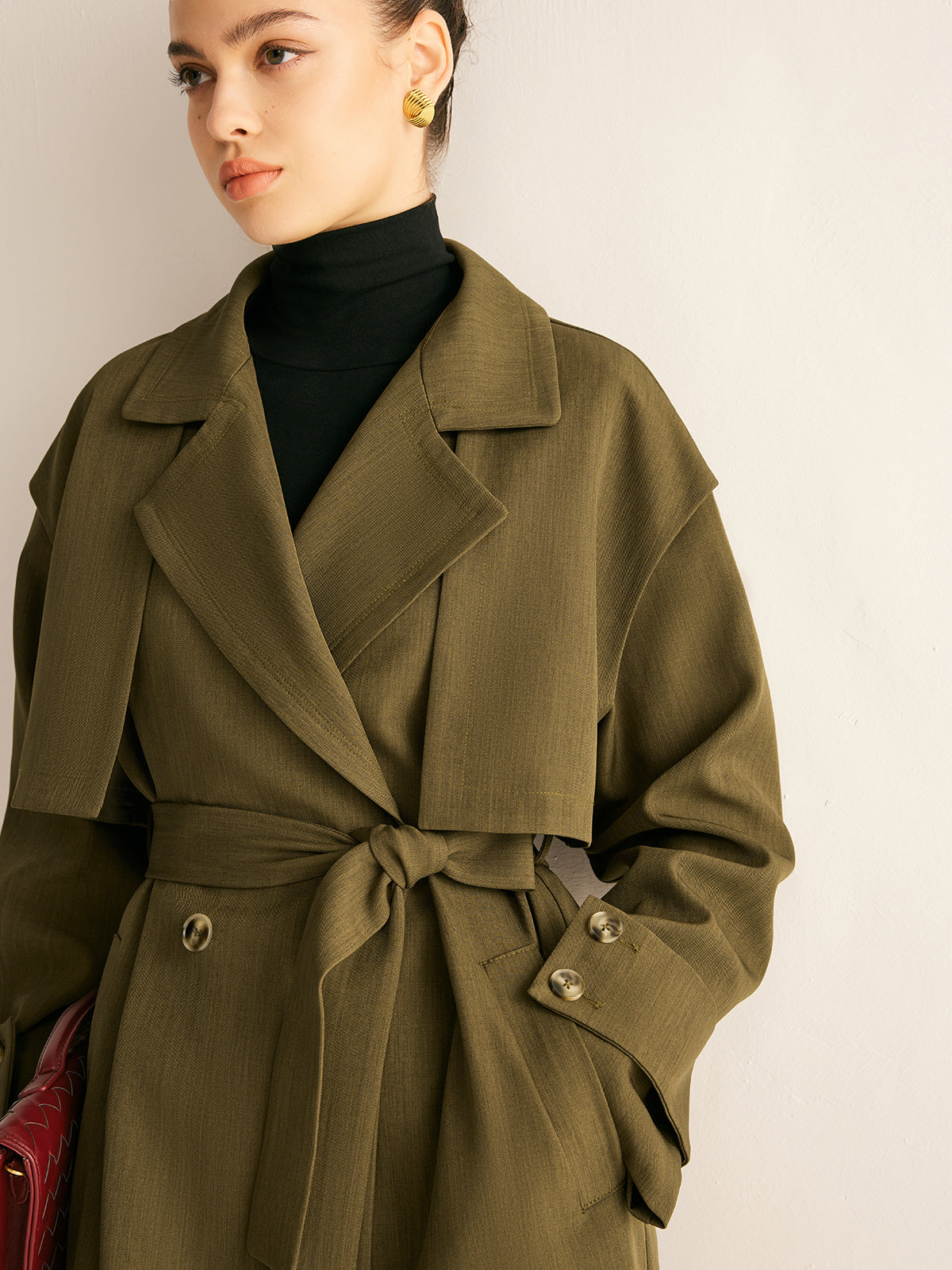 Trench Coat Largo Con Doble Botonadura Y Solapas Para Mujer | Ideal Para Entretiempo Y Superposición