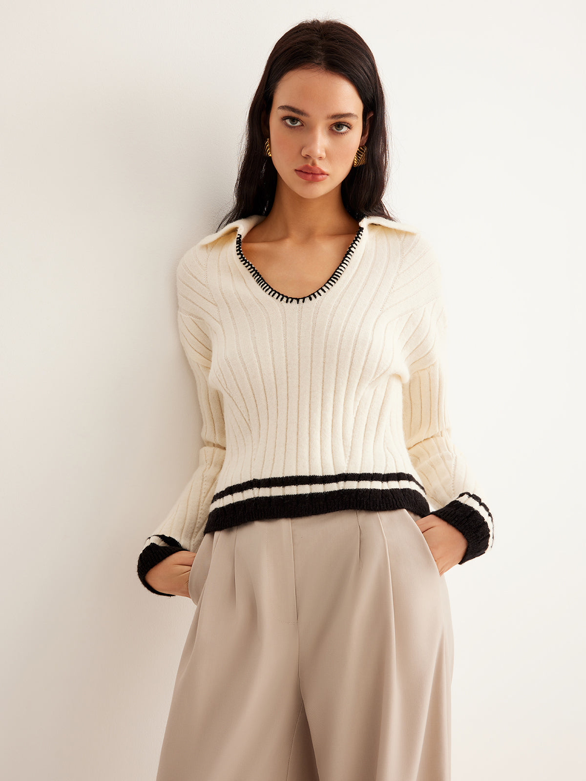 Jersey De Manga Larga Con Cuello En V Para Mujer | Ideal Para Uso Profesional Y Diario