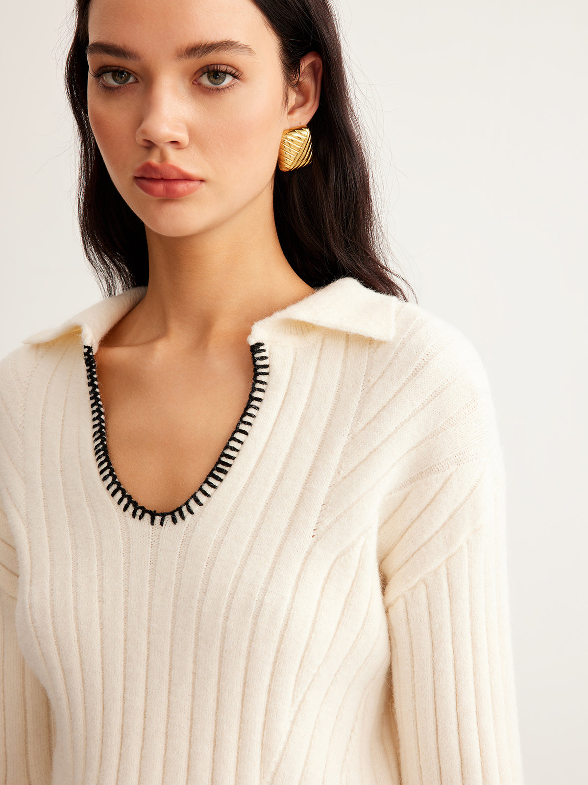 Jersey De Manga Larga Con Cuello En V Para Mujer | Ideal Para Uso Profesional Y Diario